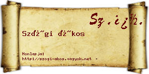 Szögi Ákos névjegykártya