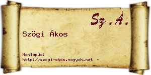 Szögi Ákos névjegykártya